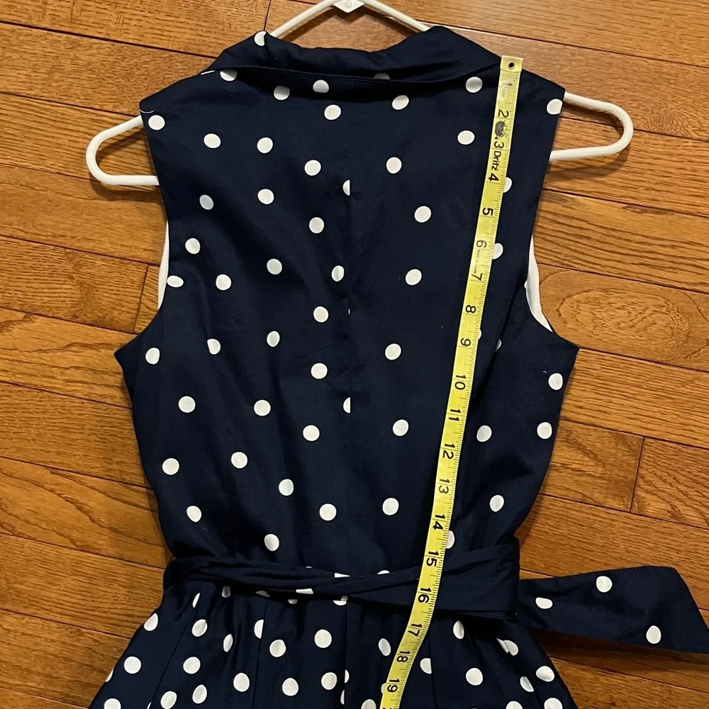 ❌SOLD❌Anne Klein Navy Blue & White Polka Dot Midi Dress - Picture 10 of 17